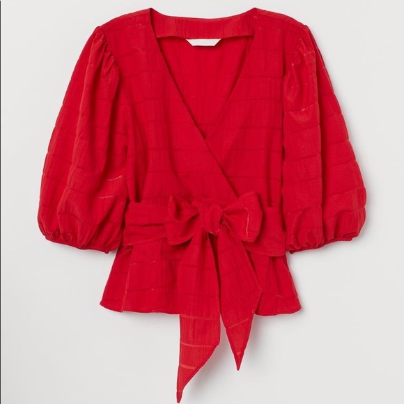 H&M puff sleeved wrapover blouse - worn once! - Picture 1 of 8